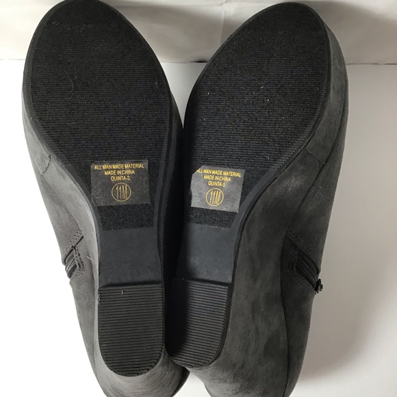 Grey Suede Wedge Booties Size 11 - Picture 5 of 8